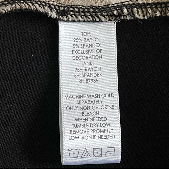 LOGO by Lori Goldstein Stretch Jersey Knit Black/Beige  Loungewear Tunic Size M - Picture 7 of 7